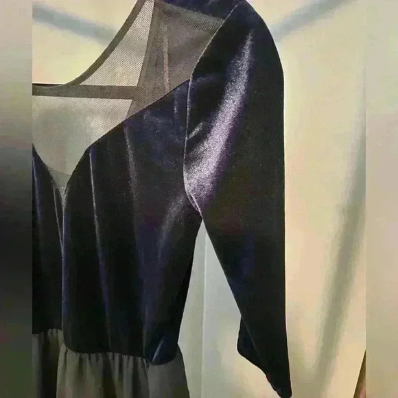 Women’s juniors‎ Divided brand short cocktail dress 3/4 sleeve blue black size 6 - Picture 10 of 14